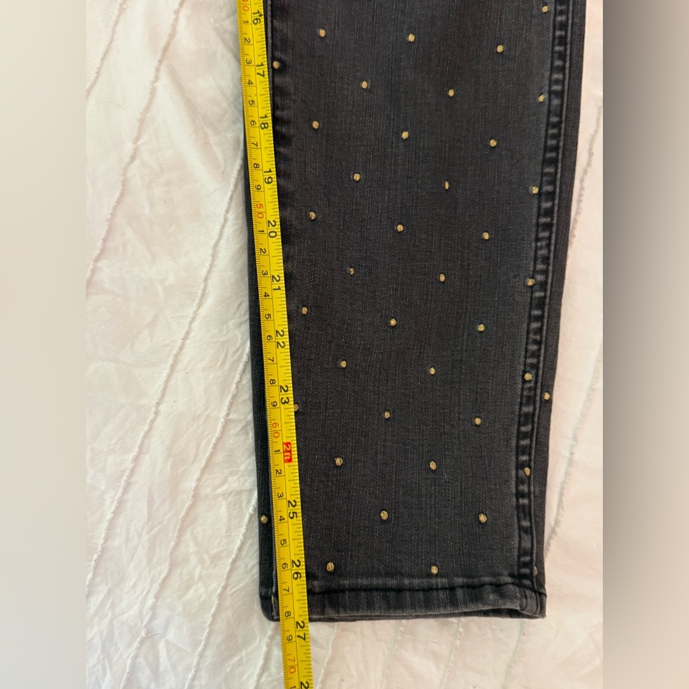 Madewell Women's Black Grey 10" High Rise Skinny Jeans Metallic Dot Edition 30 - Picture 14 of 16